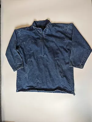 Vtg Lee Valley Ireland Denim Jacket Large Blue Chore Fisherman Shirt Shacket 1/4 • $49.99