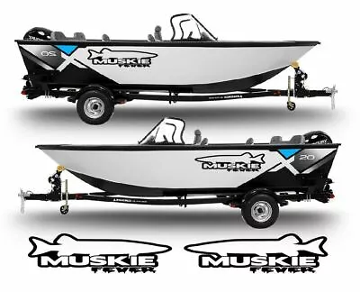 Muskie Fever Decals Stickers Left & Right Fish Rod Boat Lure Turbo | Set Of 2 • $36.99