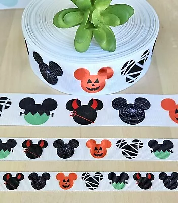 5/8 7/8 & 1.5  (1YD) Mickey Mouse Halloween Grosgrain Ribbon Frankenstein Devil • $1.35