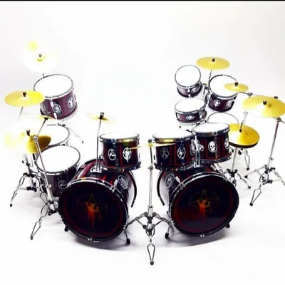 Miniature Set Drum And Guitar Double Bass Double Pedal Display Only • $115