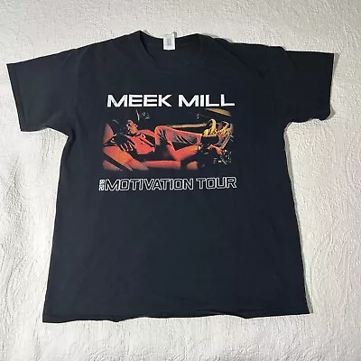 Meek Mill  Motivation Tour 2019 Concert Rap T-shirt Double Sided Size Large • $10