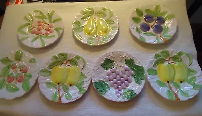 VINTAGE 1987 FRUIT DU JOUR BY SHAFFORD MAJOLICA FRUIT  SALAD PLATES  7 Plates • $19.99