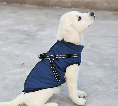 UK Autumn Winter Pet Vest Pet Puppy Dog Cat Warm Padded Coat Harness Zip Jacket • £17.95