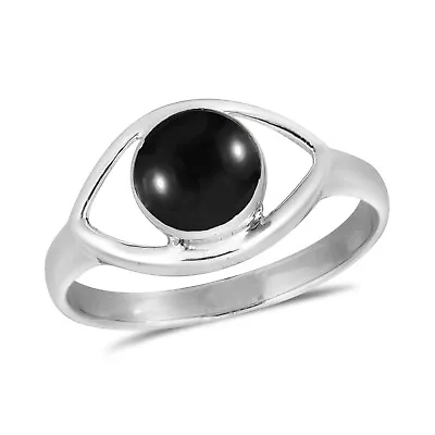 Mystical Evil Eye W/ Black Onyx Inlay Sterling Silver Ring - 6 • $14.39