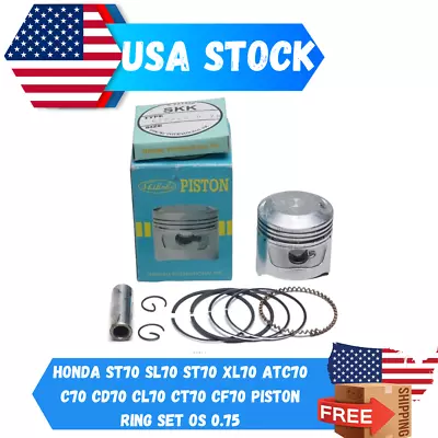 HONDA ST70 SL70 ST70 XL70 ATC70 C70 CD70 CL70 CT70 CF70 PISTON RING Set OS 0.75 • $33.66