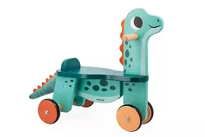 Janod Ride On Dino Portosaurus Toddler Child Wooden 4 Wheel Sit On Toy 12m+ New • £67.99