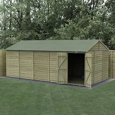 Forest 4LIFE 20x10 Shed Reverse Apex Double Door No Windows Wooden Garden Shed • £1752.99