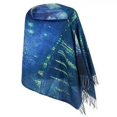 New The Magic Scarf Company Women's Reversible Sueded Van Gogh Print Button • $31.94