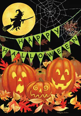 Happy Halloween Fall Pumpkin Witch Spider Leaves Mini Window Garden Yard Flag Nw • $8.97