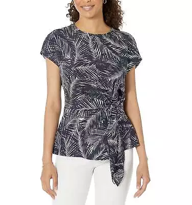 MICHAEL Michael Kors Short Sleeve Palm Wrap Top 6C 2182 • $16.96