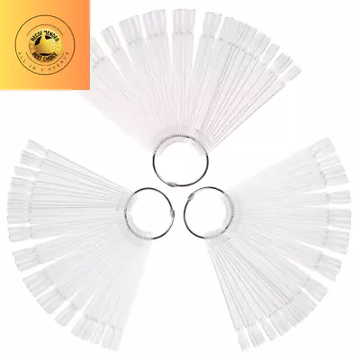 150 Pcs Clear Nail Swatch Sticks With Ring Fan Shape Nail Art Polish Display  • $10.27