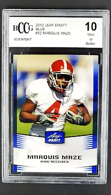 2012 Leaf Draft Blue #32 Marquis Maze RC Rookie Alabama BCCG 10 Mint Or Better • $4.92