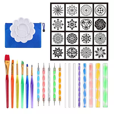 37pcs Mandala Dotting Tools Set With Stencils Palette Paint Brush Ball B2V6 • $19.32