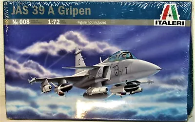 Italeri #008 JAS 39 A Gripen Airplane Model Kit - 1:72 Scale - NIB NOS • $22