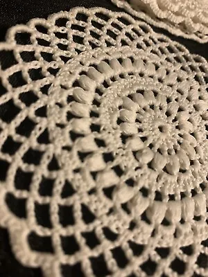 Vintage Hand Crochet Lace  Doilies Table Mats Napkins Handmade  100%cotton • £3.50