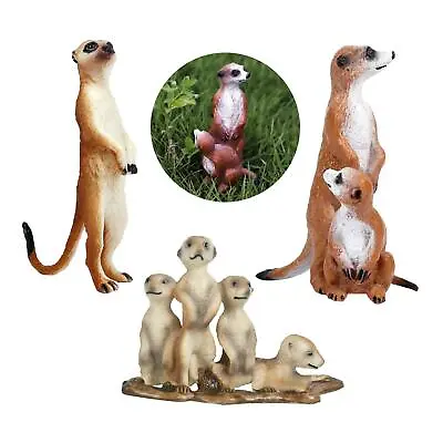 3Pack Animal Simulation Africa Meerkat Figures Models Office Decor Kids Toys • £8.56