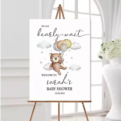 Personalised Baby Shower Party Poster Welcome Sign Neutral Gender Reveal Print • £18.99