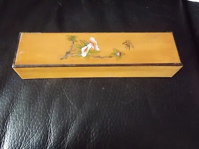 £4.99 • Buy Wooden Box / Pencil Case Chinese Flower Motif