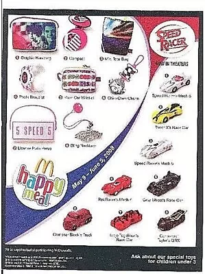 2008 Speed Racer Mcdonalds Happy Meal Toys - U - Pick - • $1.99