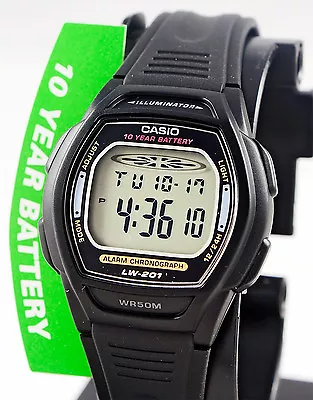 Casio Ladies Black Dual Time Digital Sports Watch 10 Year Battery LW-201-1AV New • $37.95