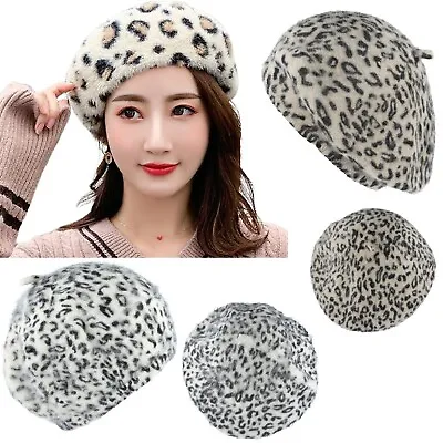 £14.90 • Buy Angora Beret Leopard Hat Ladies 1920's Vintage Style Beret White And Brown Hats