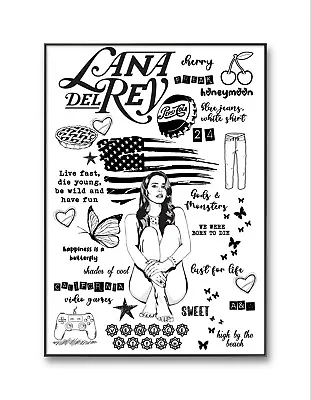 Lana Del Rey Poster Lana Print Born To Die Honeymoon Lana Lyrics Paradise  • £5.99