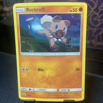 $2 • Buy Pokémon TCG Rockruff SM Black Star Promo SM120 Holo Promo Authentic Rare Oop