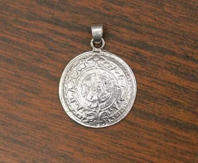 $4.99 • Buy Sol 25MM Silver Color Aztec Mayan Sun Calendar Mexico Pendant Charm Necklace