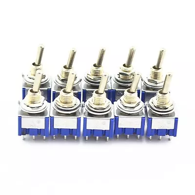 $4.50 • Buy 10Pcs 6 Pin 3 Position ON-OFF-ON DPDT Mini Latching Toggle Switch AC 125V/6A 250