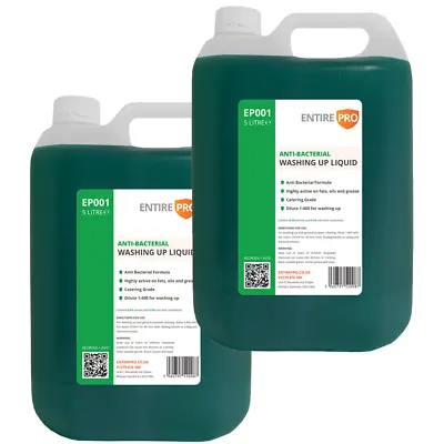 EntirePro Antibacterial Washing Up Liquid Concentrate Bulk 2 X 5 Litre • £25.76