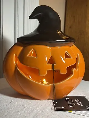 Martha Stewart Ceramic Halloween Witch Jack-O-Lantern Pumpkin LED Lighted NWT • $32.99