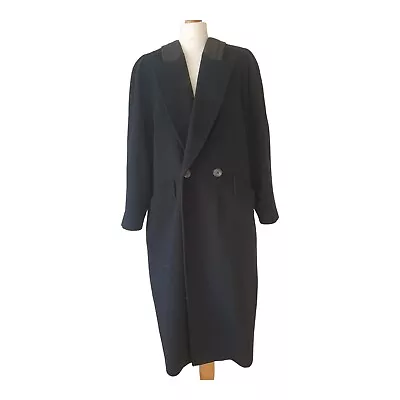 Mansfield Clothes London Coat Womens Size 14 Black Long Wool Cashmere • £35.99