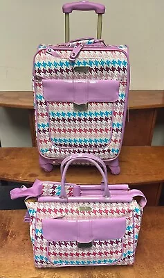 New Samantha Brown Houndstooth 2 Piece Set 20 /tote Spring Multi Color Spinner • $239.99