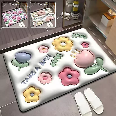 3D Flower Absorbent Mat Anti-Slip Diatom Mud Floor Mat Foldable Bathroom Fer • $22.89