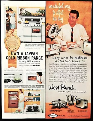 West Bend Coffee Pot Ad Tappan Range Vintage Toaster Oven 2 Advertisement • $13.45