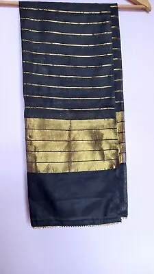 Fancy Hijab Scarf Duppata Chunni Black Gold Zari • £7