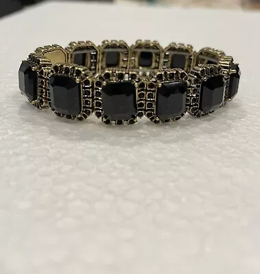 J Crew Black Gold Tone Stretch Bracelet EUC. • $15.99