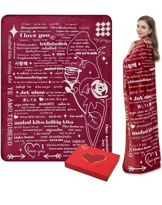 I Love You 100 Languages Blanket Girlfriend Gifts Mom Boyfriend Daughter Son Wif • $25