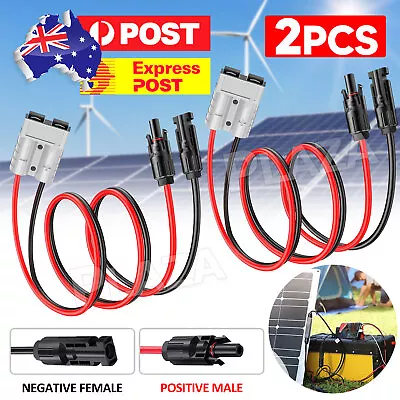 2x 50amp Anderson Plug To Mc-4 Solar Panel Cable Wiring Y Adaptor Connector 30cm • $18.95