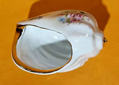 Vintage SPANISH Porcelain Shell Shaped LA TOJA Seashell Floral Design Gold Trim • $6.74