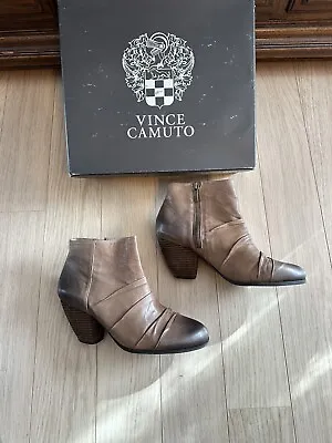 Vince Camuto Handella Booties - Mochaccino Burnished Nappa - Size 7 1/2 • $32