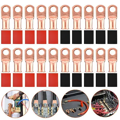 $85.99 • Buy 1/0 AWG 3/8  Gauge Copper Lugs Heat Shrink Ring Terminals Wire Connector Kit Lot