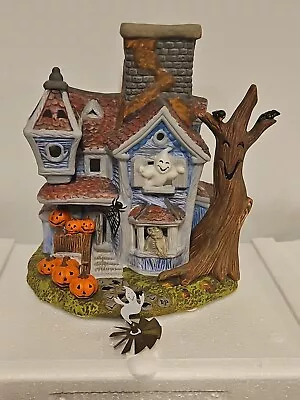 Partylite Ghostly Tealight House P7862 WITH Rotating Spinning Ghost Halloween • $30.35