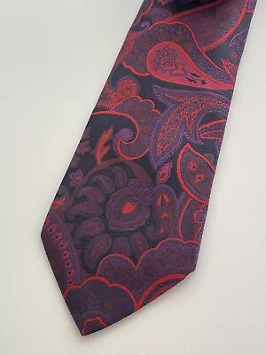 Etro Paisley Purple Orange Tie Silk • $39.85