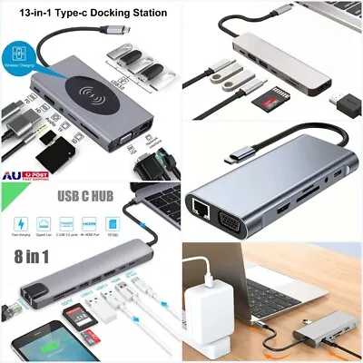 8in1/11in1/13in1 Multiport USB-C Hub Adapter Converter Type-C USB 3.0 4K HDMI • $24.99