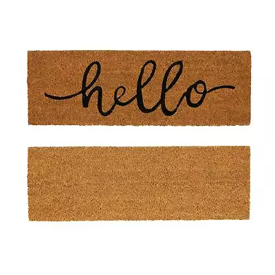 2x Coir Step Mats Natural Coconut Indoor Outdoor Welcome Mats 60 X 20cm Hello • £10