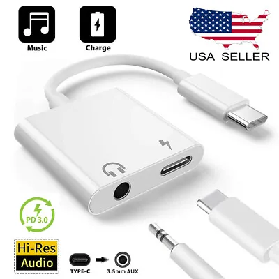 $9.99 • Buy Charger And Headphone 2 In 1 USB Type C To 3.5mm Aux Audio Cable Cord Adapter 