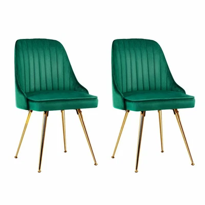 $131.46 • Buy Artiss Set Of 2 Dining Chairs Retro Chair Cafe Kitchen Modern Metal Legs Velvet