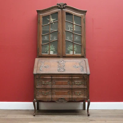 $1495 • Buy Vintage French Bookcase Bureau, Writing Bureau Desk With Bookcase To The Top