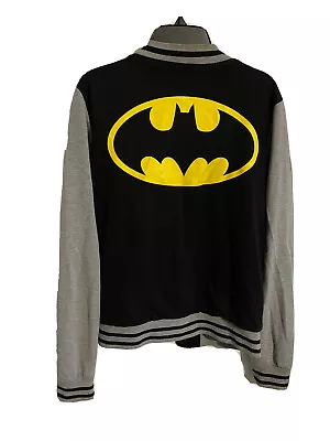 DC Comics Batman Snap Button Varsity Jacket Adult Small Size Retro Logo Black  • $29.99